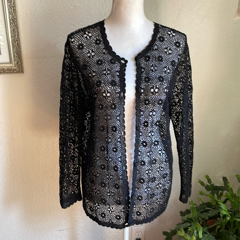 Vintage hand crochet lace cardigan